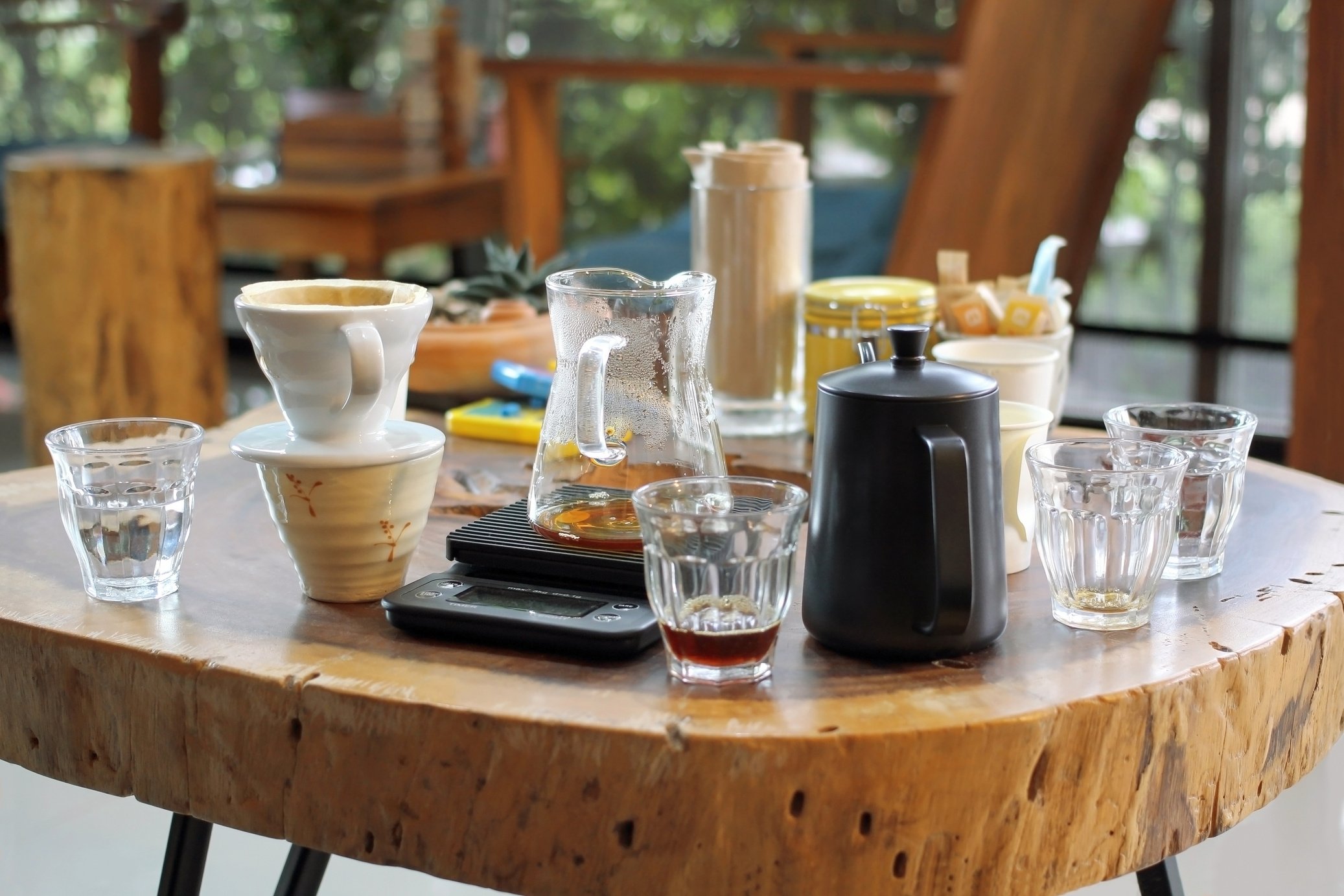 Drip Coffee Glass Kits Coffee at the coffee shop, Drink.